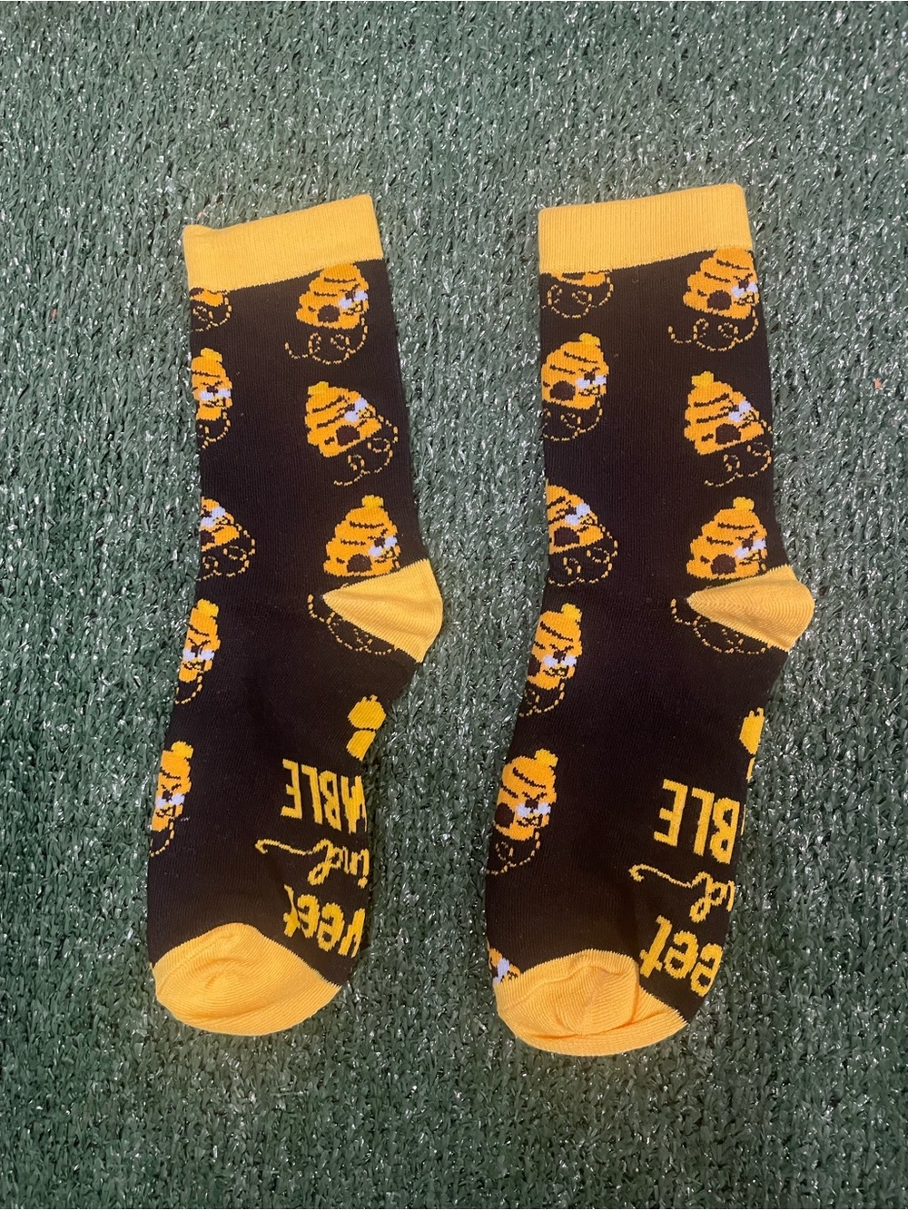 Black & Yellow beehive Socks bees sweet kind humble one pair